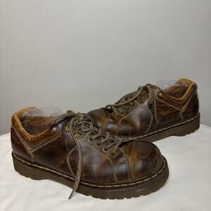 VTG 90s Y2K Dr. Martens Oxfords Grizzly Leather Brown Lace Up Lug Platform 11